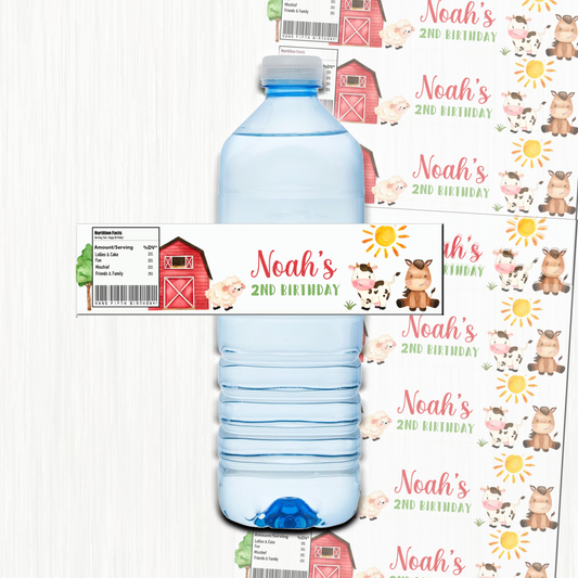 Barnyard Water Bottle Label