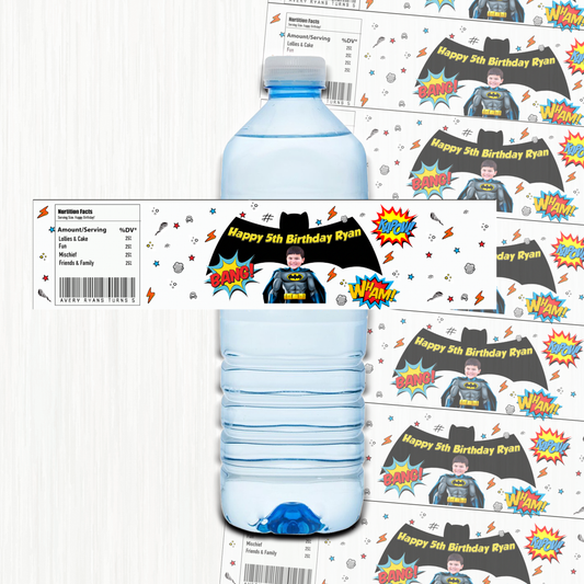 Batman Photo Water Bottle Label