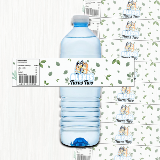 Bluey Australiana Water Bottle Label