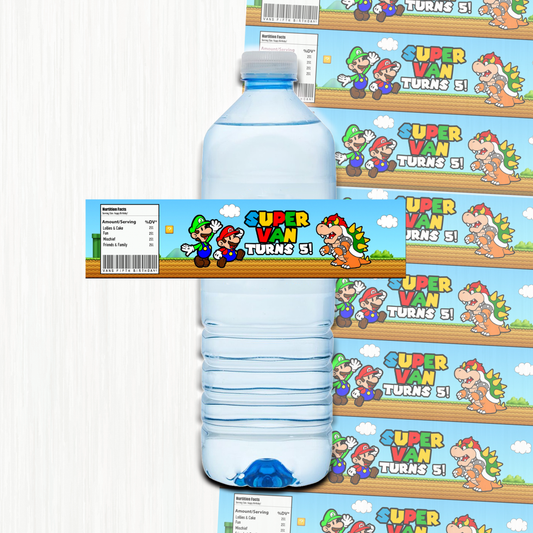 Mario Water Bottle Label