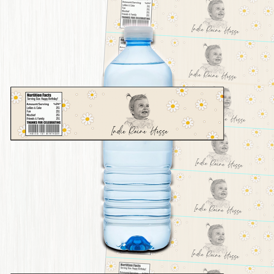 Daisy Photo Water Bottle Label